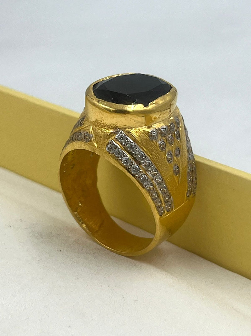 1 GRAM GOLD BLACK DIAMOND RING FOR MEN DESIGN A-790