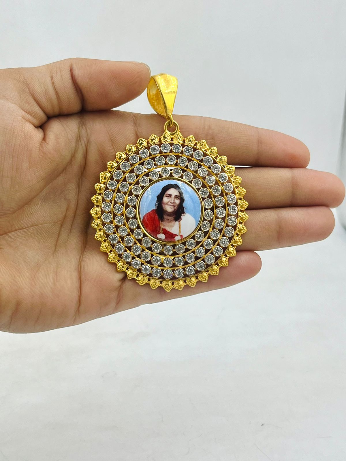 1 GRAM GOLD PLATED SONAL MAA PENDANT PHOTO FOR MEN DESIGN A-342