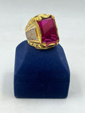 1 GRAM GOLD FORMING RED DIAMOND RING FOR MEN DESIGN A-814