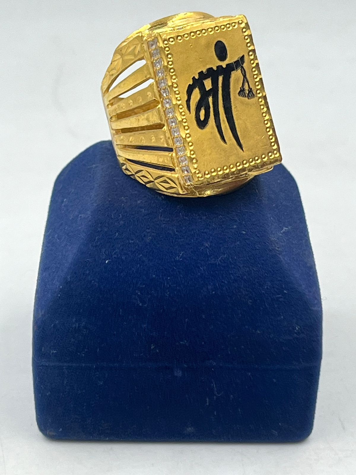 1 Gram Gold Plated Black Stone With Diamond Funky Design Ring For Men -  Style B487 at Rs 2450.00 | Rajkot| ID: 2852585821930