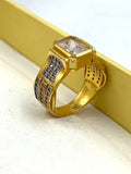 1 GRAM GOLD WHITE SQUARE DIAMOND RING FOR MEN DESIGN A-823