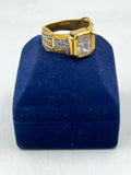 1 GRAM GOLD WHITE SQUARE DIAMOND RING FOR MEN DESIGN A-823