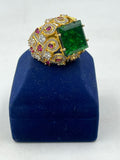 1 GRAM GOLD FULL DIAMOND WITH BIG STONE RING FOR MEN DESIGN A-824
