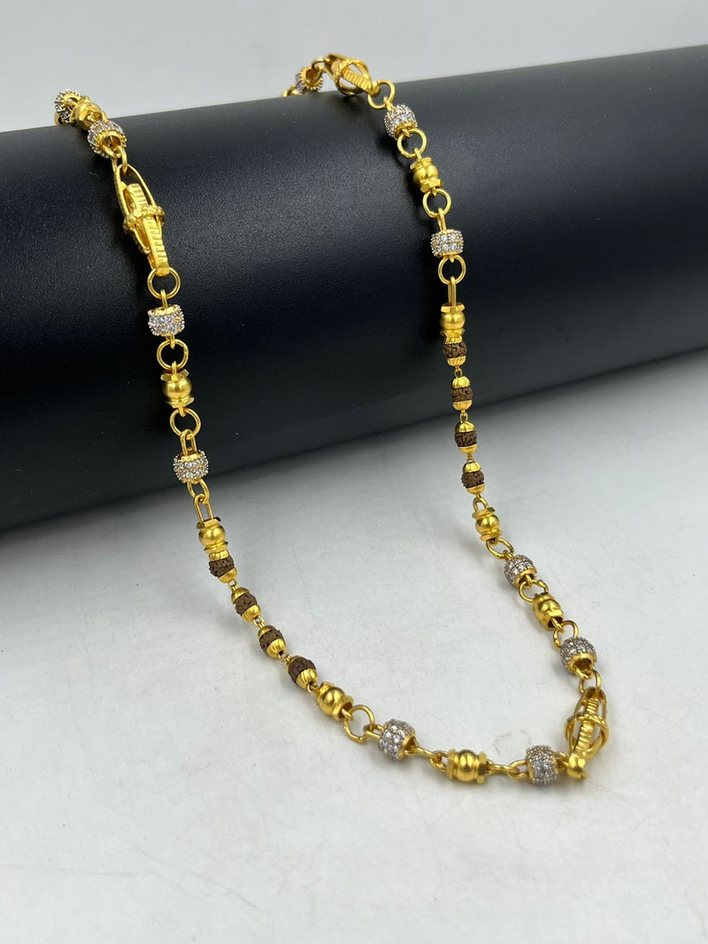 1 GRAM GOLD BROWN RUDRAKSHA MALA FOR MEN DESIGN A-66