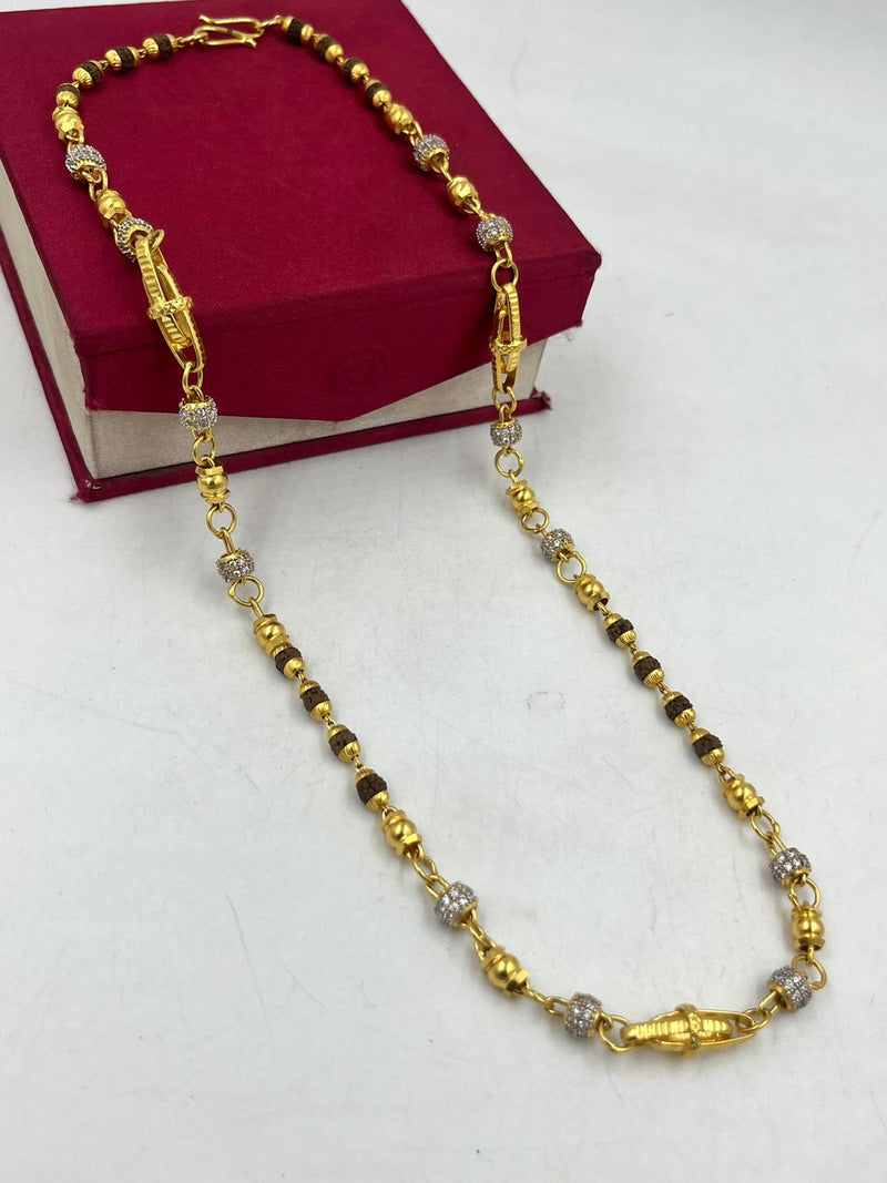 1 GRAM GOLD BROWN RUDRAKSHA MALA FOR MEN DESIGN A-66