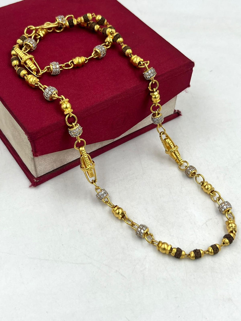 1 GRAM GOLD BROWN RUDRAKSHA MALA FOR MEN DESIGN A-66