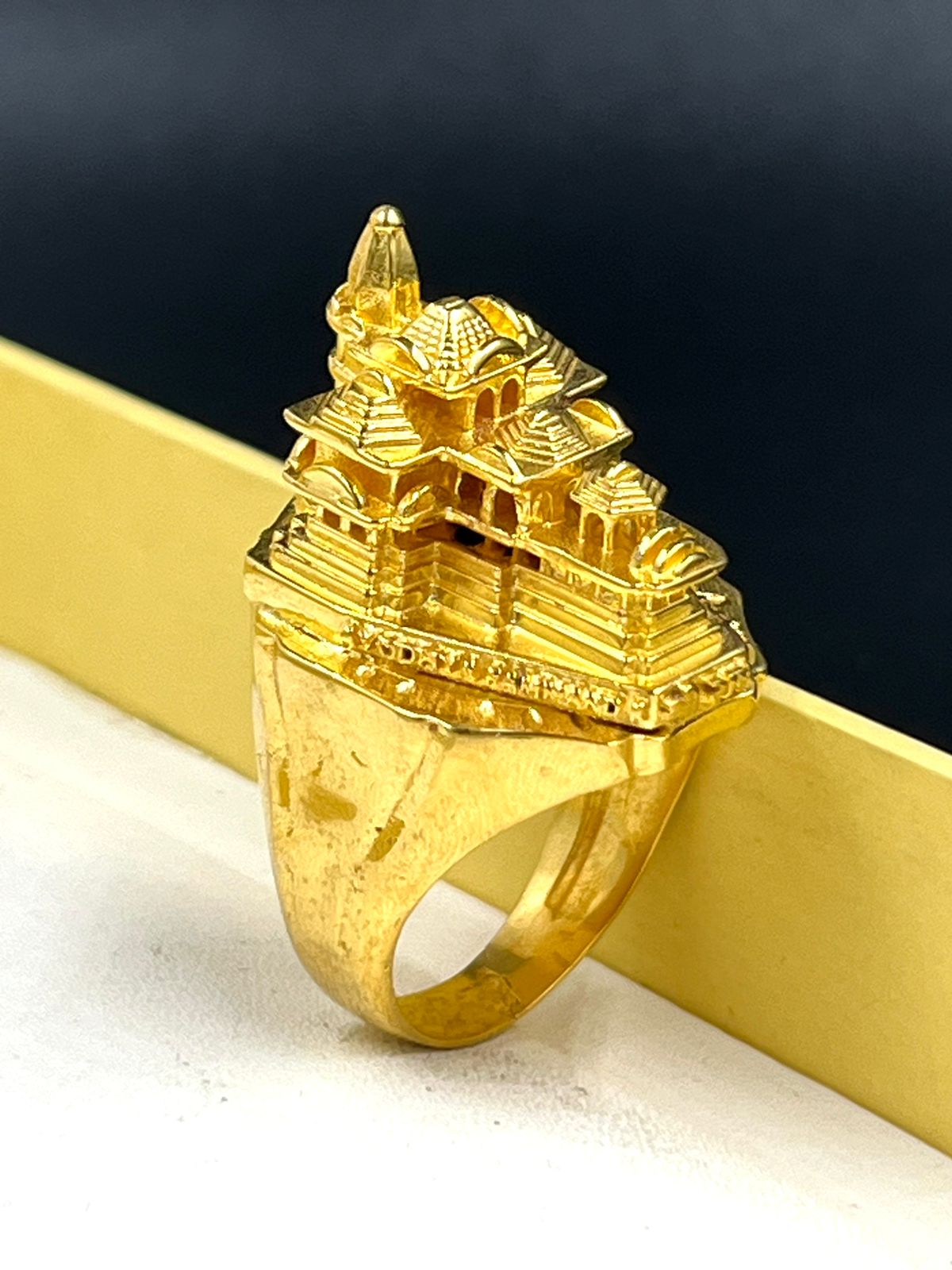 1 GRAM GOLD FORMING SHREE RAM MANDIR (AYODHYA RAM MANDIR) RING FOR MEN DESIGN A-827
