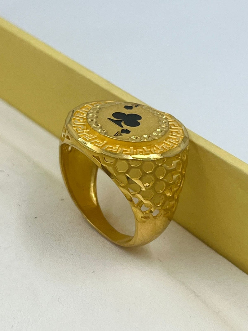 1 GRAM GOLD BLACK AKKA RING FOR MEN DESIGN A-831