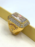 1 GRAM GOLD FORMING WHITE DIAMOND WITH KING RING FOR MEN DESIGN A-834
