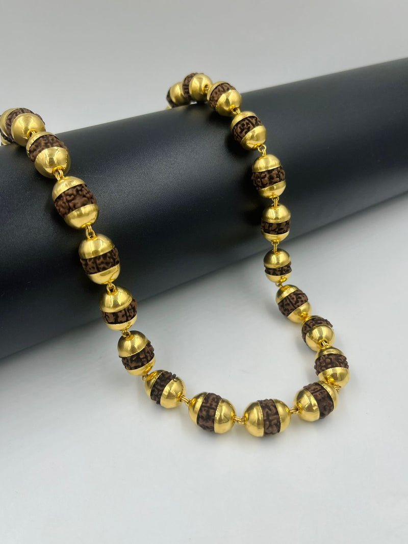 1 GRAM GOLD BROWN RUDRAKSHA MALA FOR MEN DESIGN A-67