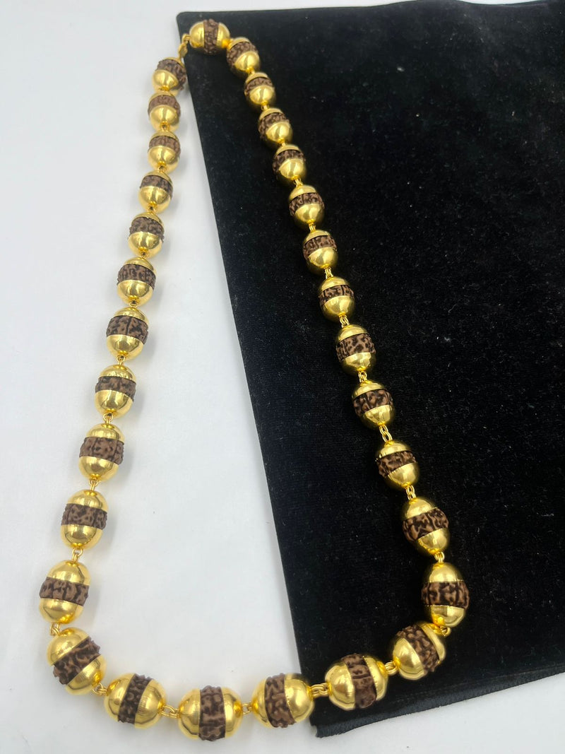 1 GRAM GOLD BROWN RUDRAKSHA MALA FOR MEN DESIGN A-67