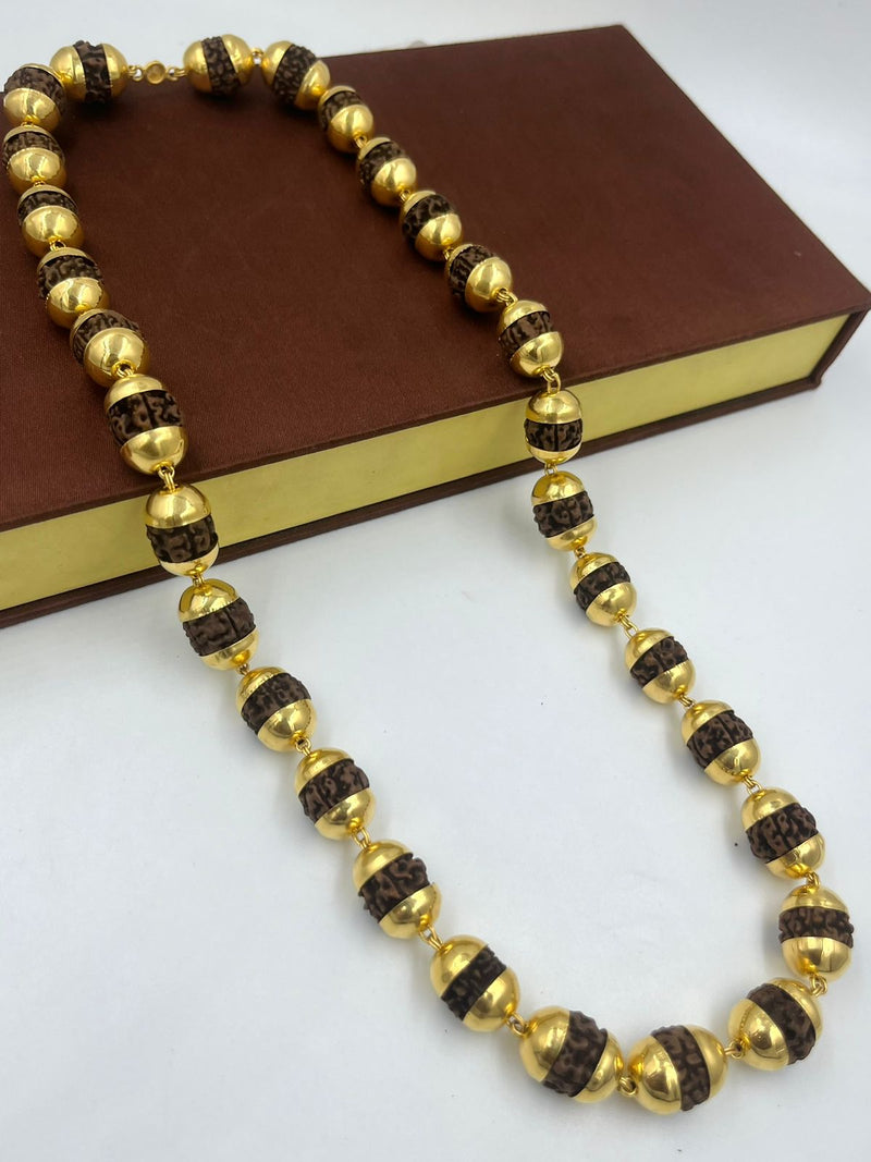1 GRAM GOLD BROWN RUDRAKSHA MALA FOR MEN DESIGN A-67
