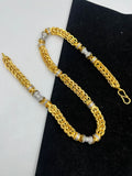 1 GRAM GOLD GOP INDO CHAIN WITH DAMRU DIAMOND CHAIN FOR MEN DESIGN A-557
