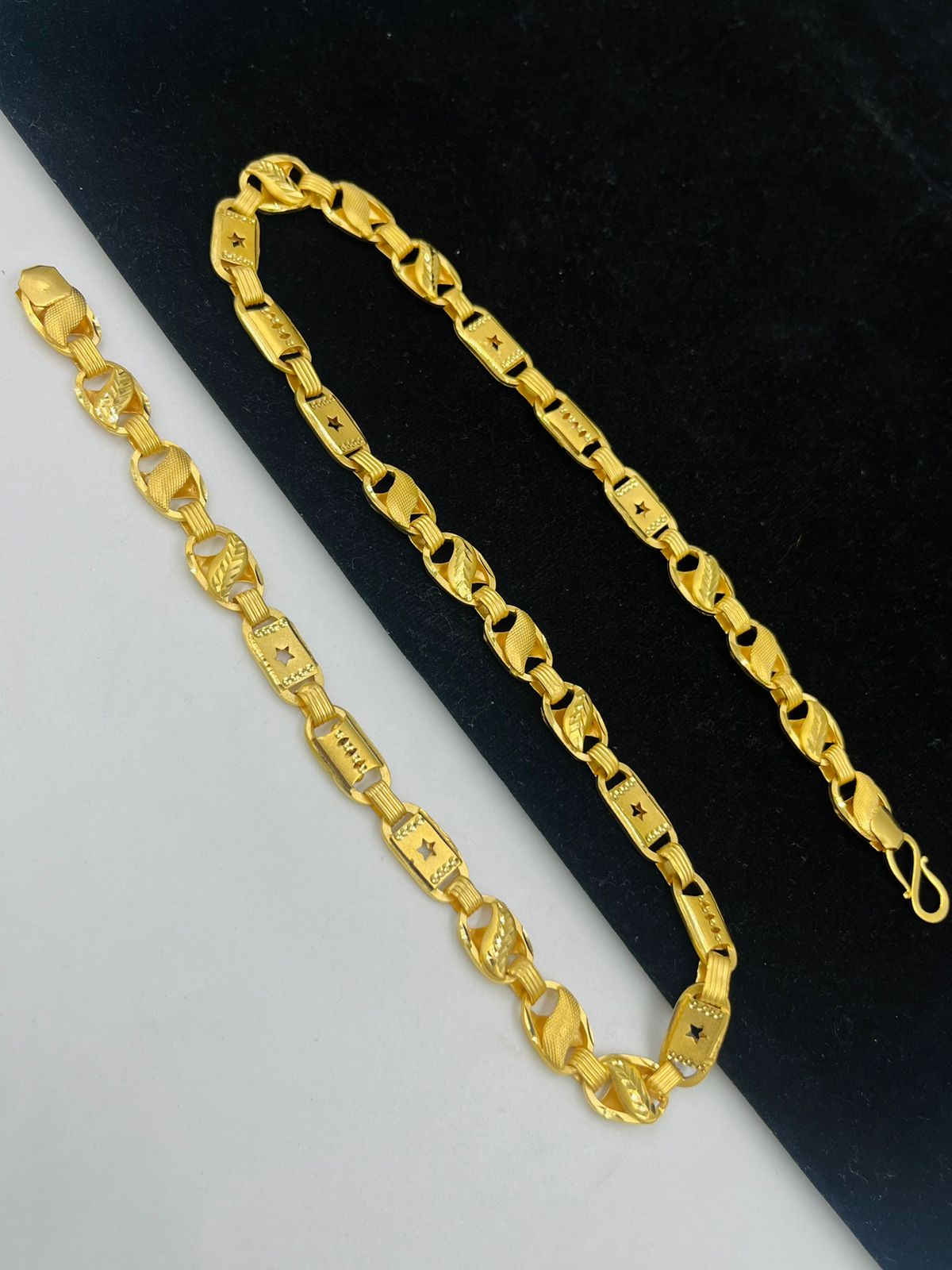 1 GRAM GOLD PLATED KOHLI WITH NAWABI (BISCUIT) CHAIN FOR MEN DESIGN A-567