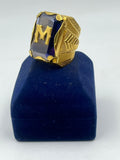 1 GRAM GOLD M LETTER WITH PURPLE STONE RING FOR MEN DESIGN A-931