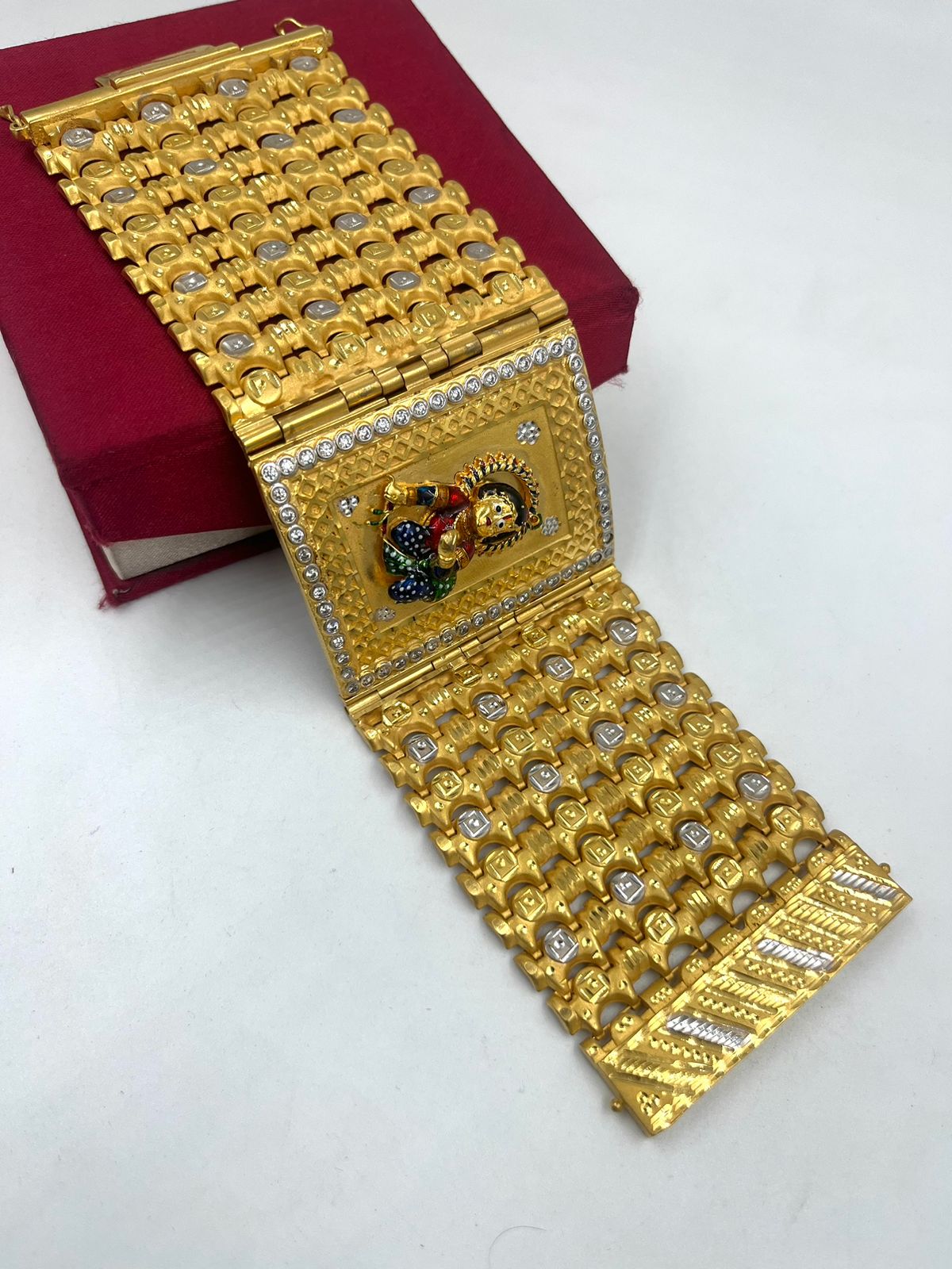 1 GRAM GOLD PLATED 4 LINE BAHUBALI KRISHNA BRACELET FOR MEN DESIGN A-282