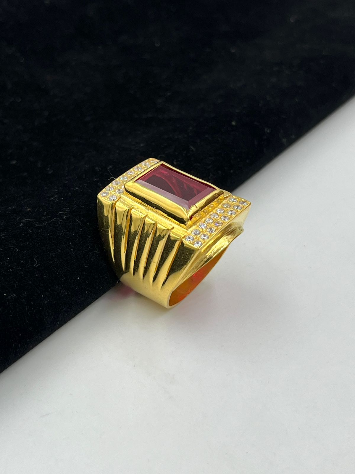 1 GRAM GOLD PLATED BIG SIZE DIAMOND RING FOR MEN DESIGN A-939