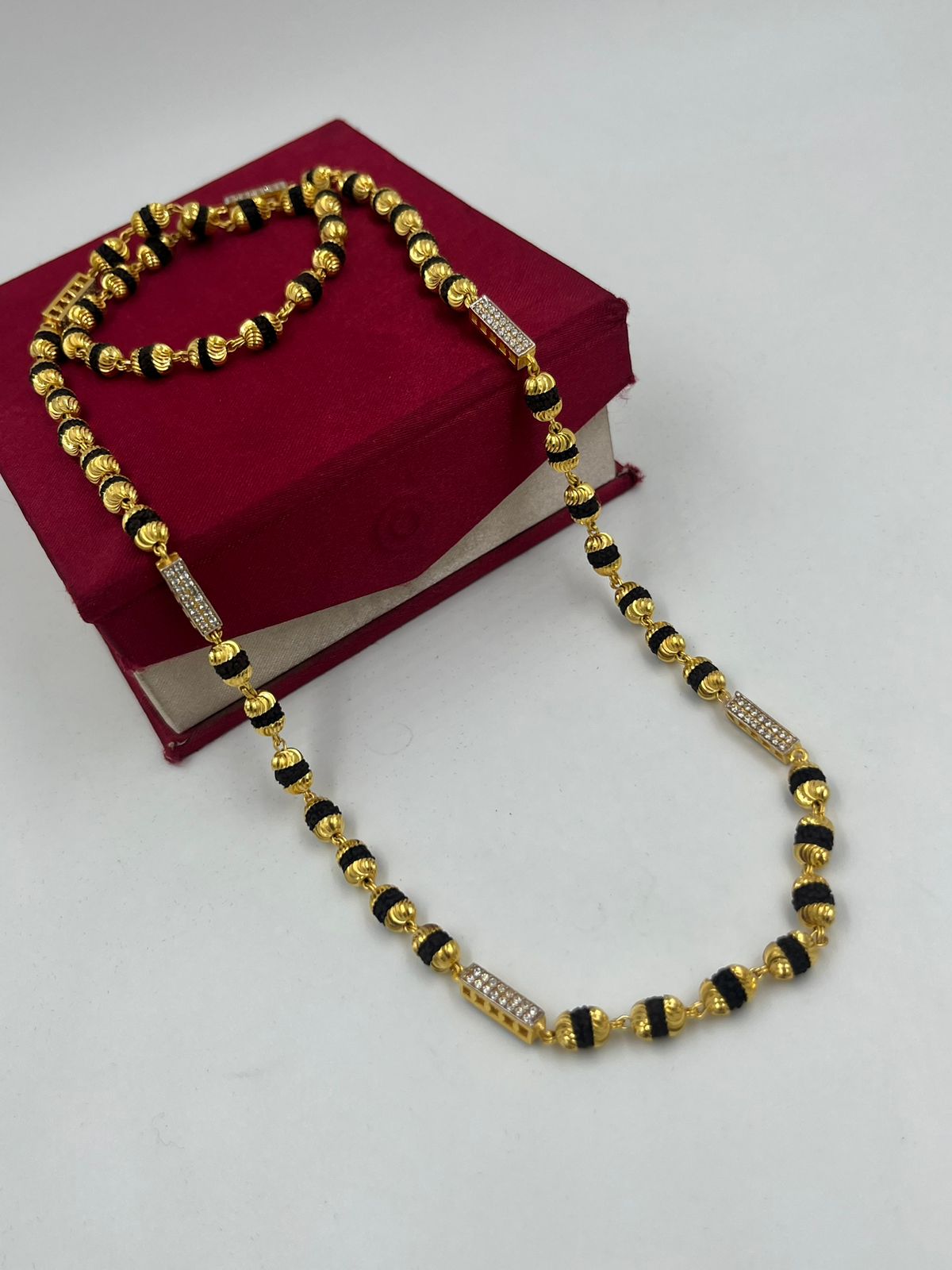1 GRAM GOLD FORMING RUDRAKSHA MALA FOR MEN DESIGN A-74