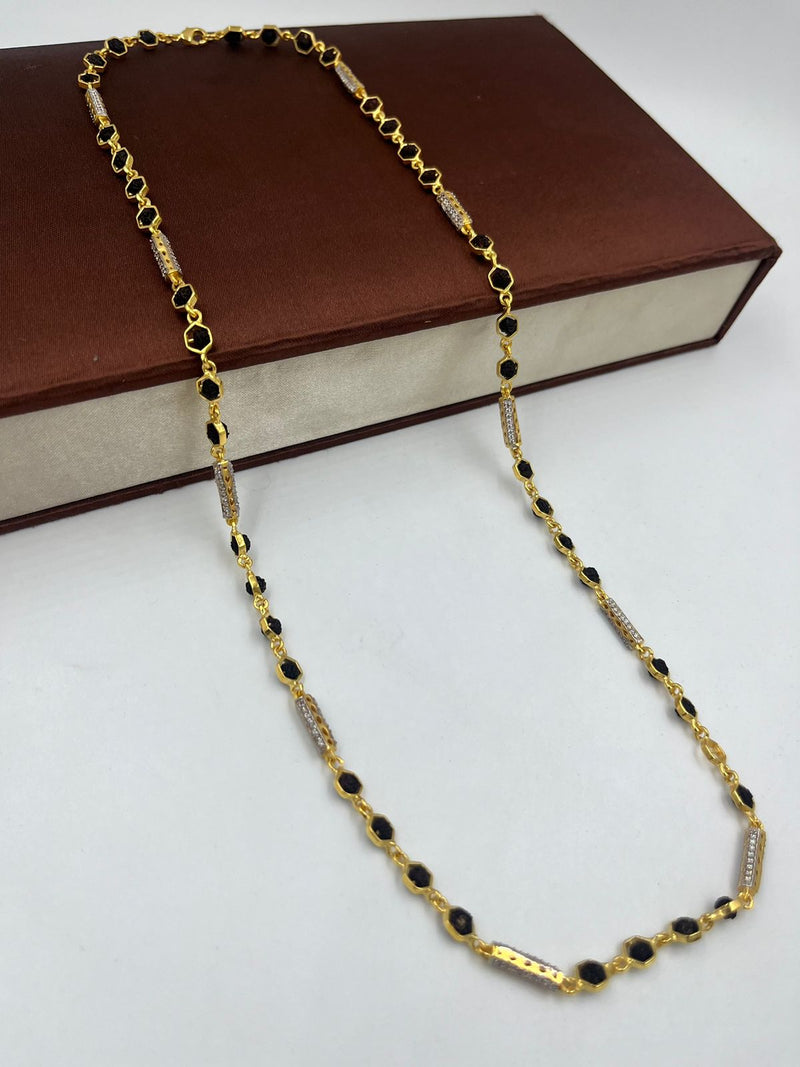 1 GRAM GOLD BLACK RUDRAKSHA MALA FOR MEN DESIGN A-82