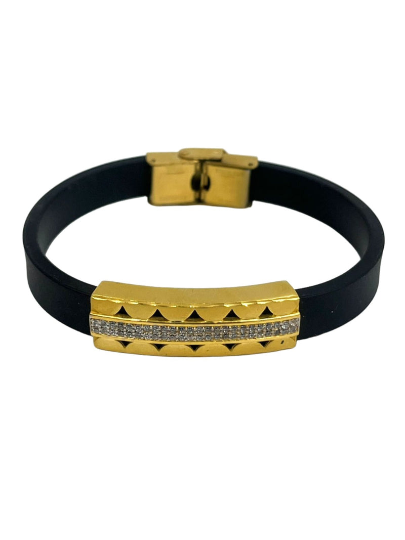 1 GRAM GOLD BLACK BELT BRACELET FOR MEN DESIGN A-302