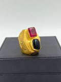 1 GRAM GOLD FORMING GENTS STONE DIAMOND RING FOR MEN DESIGN A-972