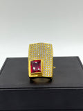1 GRAM GOLD FORMING GENTS STONE DIAMOND RING FOR MEN DESIGN A-973