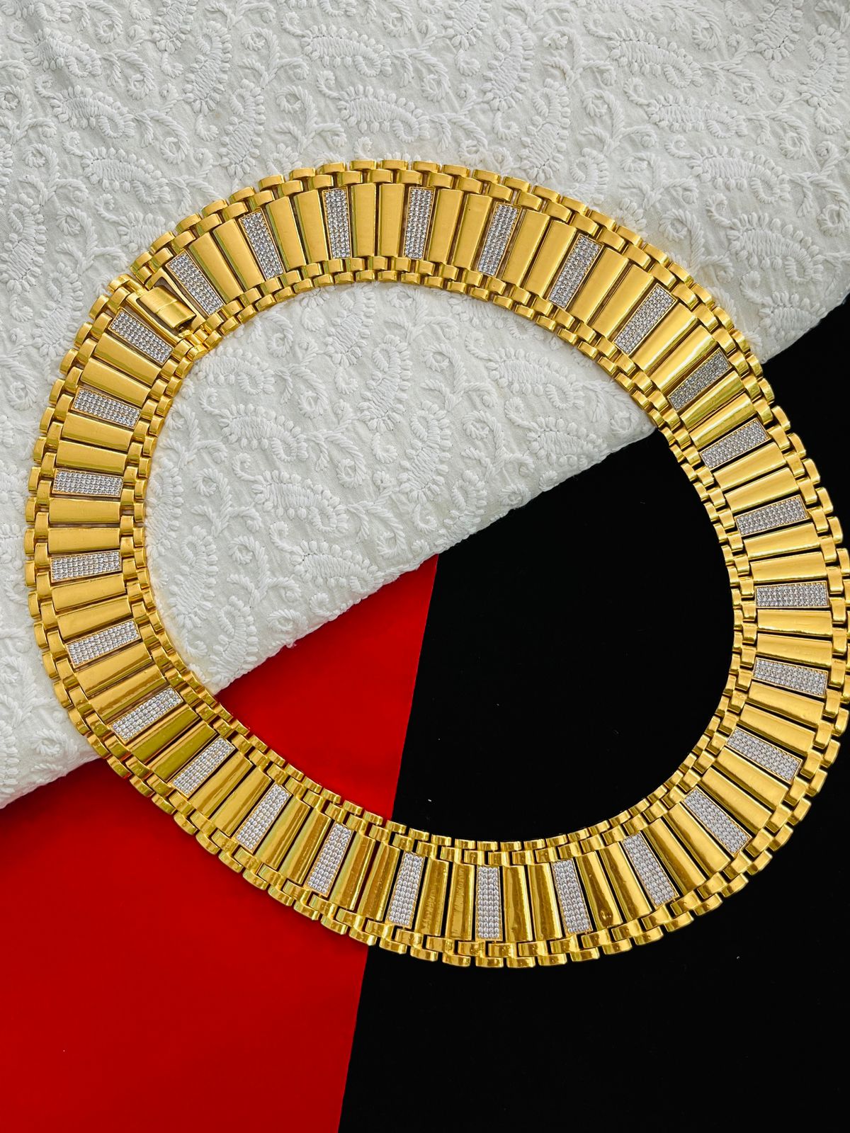1 GRAM GOLD BIG HEAVY DIAMOND CHAIN FOR MEN DESIGN A-655