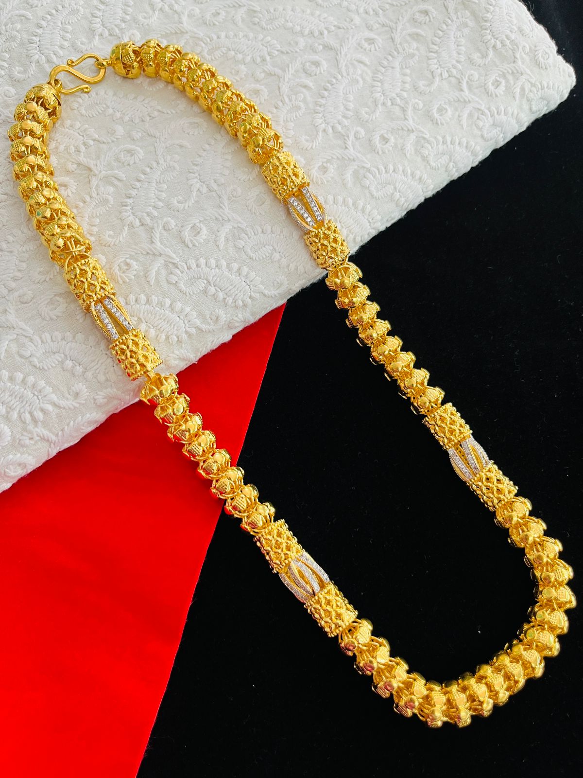 1 GRAM GOLD FORMING GOP WITH DIAMOND CHAIN FOR MEN DESIGN A-657