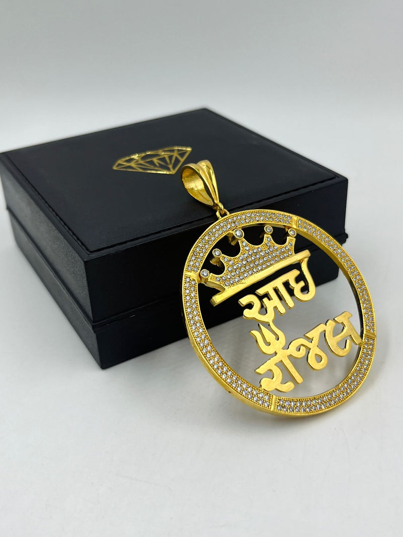 1 GRAM GOLD AAI RAJAL DIAMOND PENDANT FOR MEN DESIGN A-384