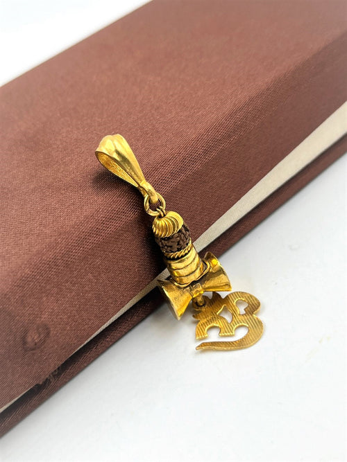 1 GRAM GOLD OM (AUM) , DAMRU WITH RUDRAKSHA PENDANT FOR MEN DESIGN A-437
