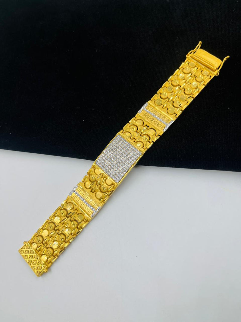 1 GRAM GOLD 2 LINE DIAMOND BRACELET FOR MEN DESIGN A-361