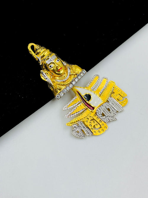 1 GRAM GOLD MAHADEV WITH MAHAKAL PENDANT FOR MEN DESIGN A-524