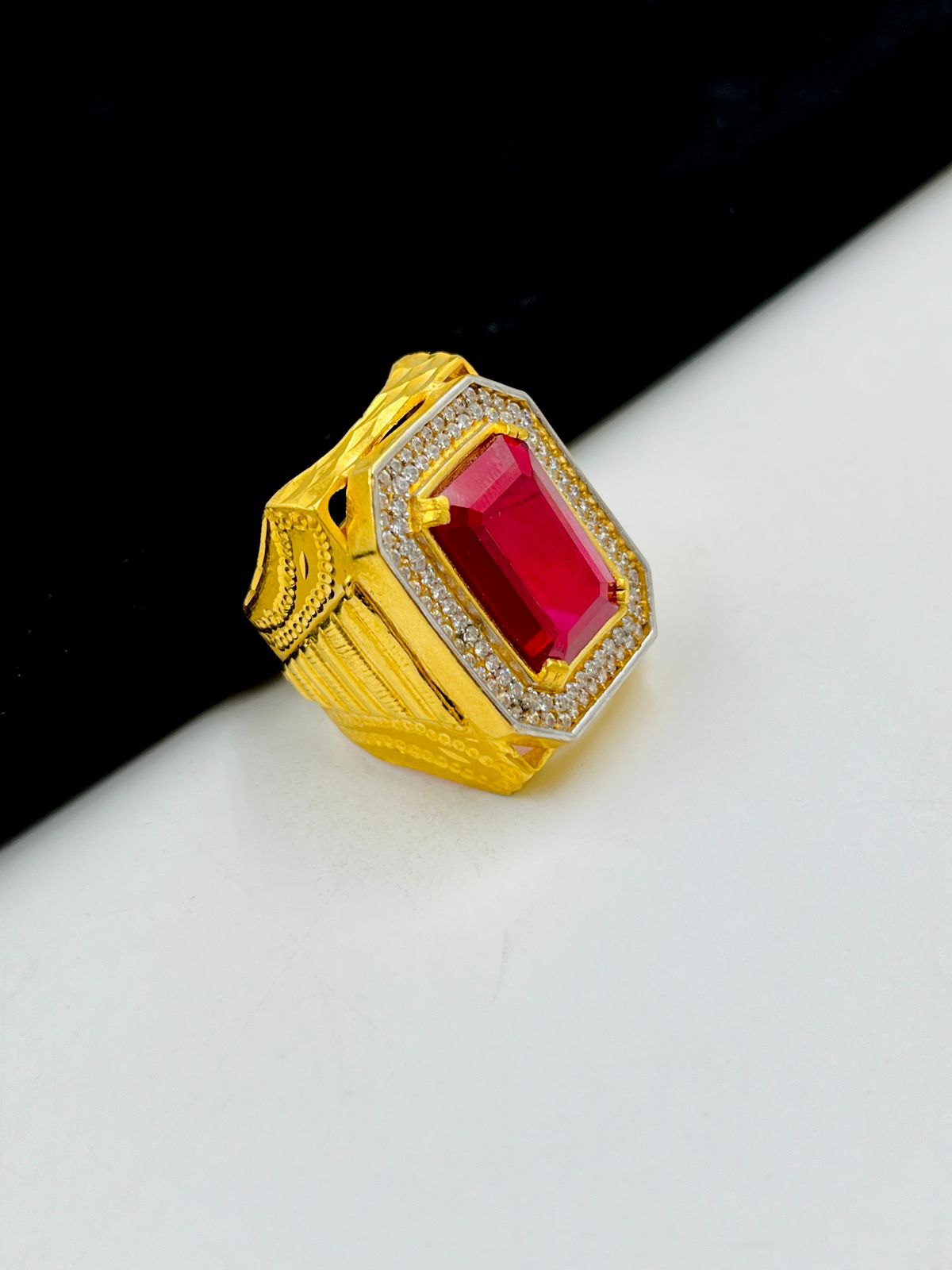 1 GRAM GOLD PLATED DIAMOND RING FOR MEN DESIGN A-1061