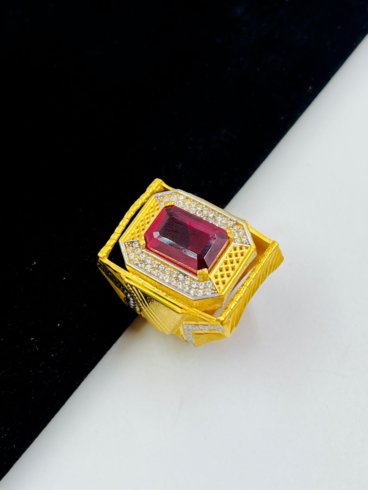 1 GRAM GOLD DIAMOND RING FOR MEN DESIGN A-1068