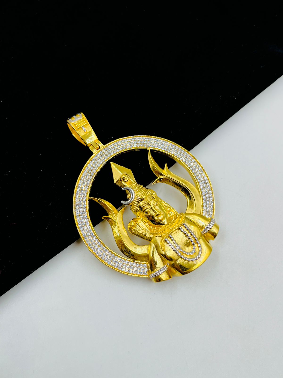 1 GRAM GOLD MAHADEV WITH TRISHUL PENDANT FOR MEN DESIGN A-537