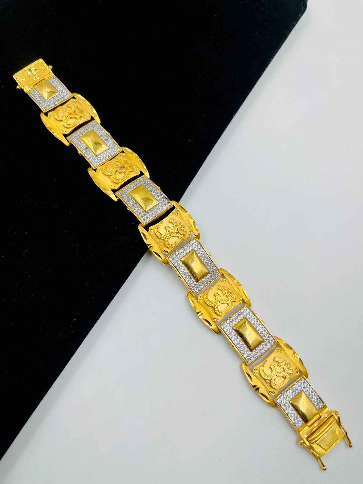 1 GRAM GOLD OM (AUM) DIAMOND BRACELET FOR MEN DESIGN A-372