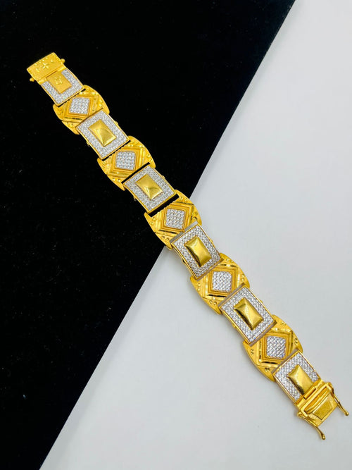 1 GRAM GOLD DIAMOND BRACELET FOR MEN DESIGN A-373