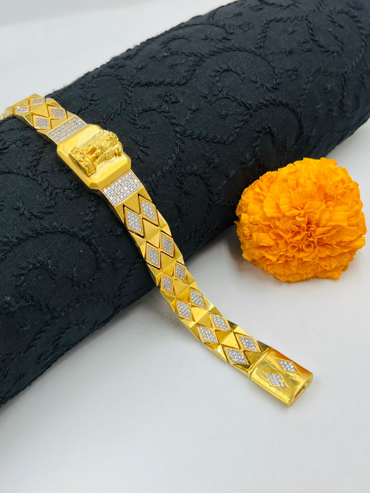 1 GRAM GOLD MUDRA DIAMOND BRACELET FOR MEN DESIGN A-397