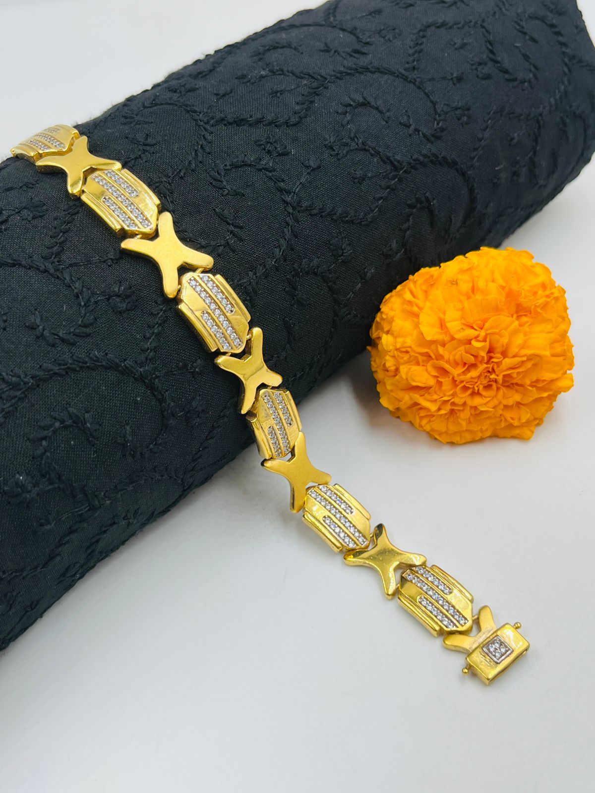 1 GRAM GOLD DIAMOND BRACELET FOR MEN DESIGN A-400