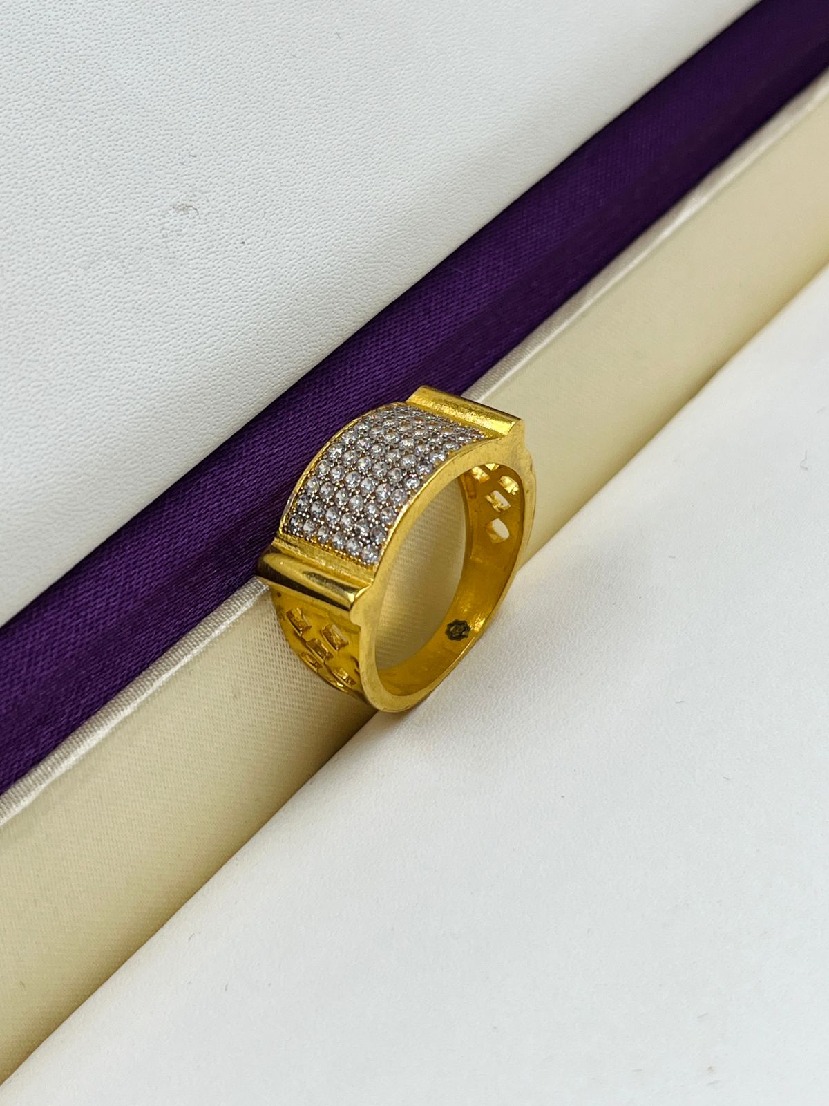 1 GRAM GOLD DIAMOND RING FOR MEN DESIGN A-1075