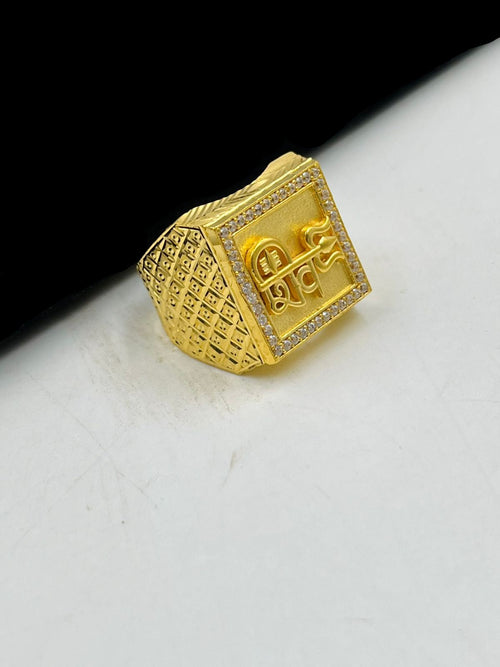 1 GRAM GOLD SHIV WITH TRISHUL RING FOR MEN DESIGN A-1109