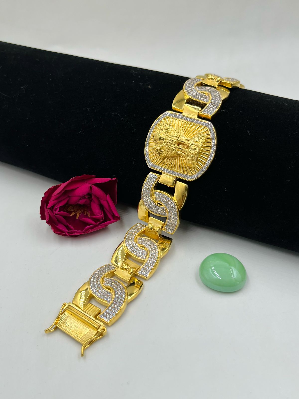 1 GRAM GOLD MUDRA DIAMOND BRACELET FOR MEN DESIGN A-450
