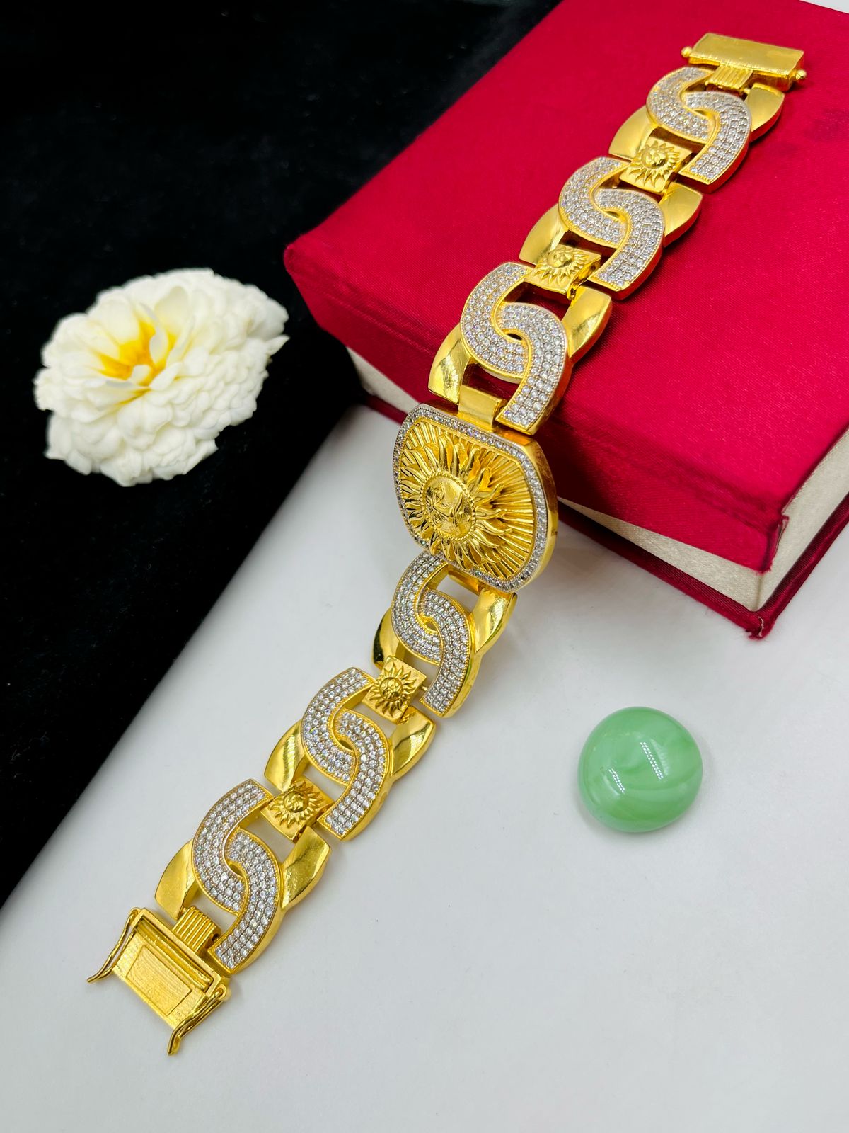 1 GRAM GOLD PLATING SURYA DIAMOND BRACELET FOR MEN DESIGN A-452