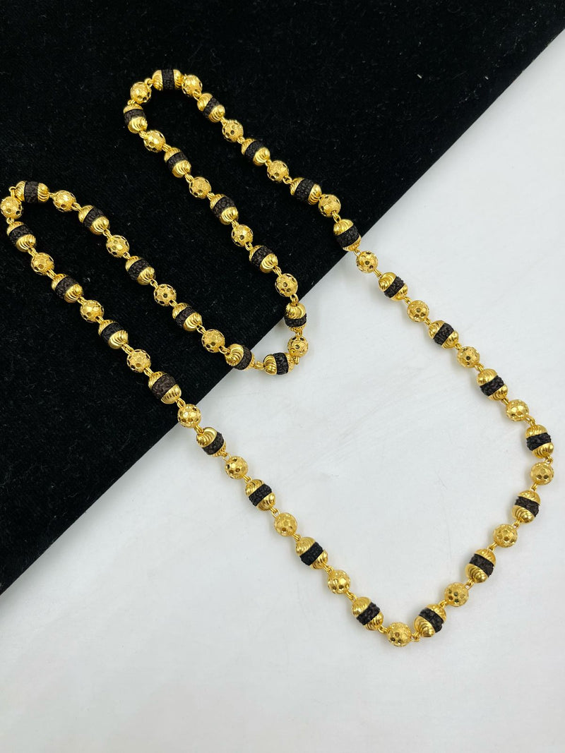 1 GRAM GOLD BROWN RUDRAKSHA MALA FOR MEN A-39