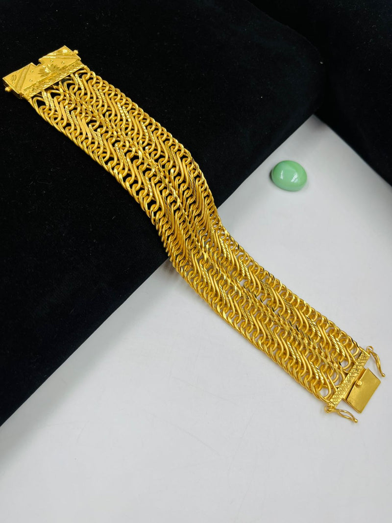1 GRAM GOLD 2 LINE AATHDA BRACELET FOR MEN DESIGN A-144