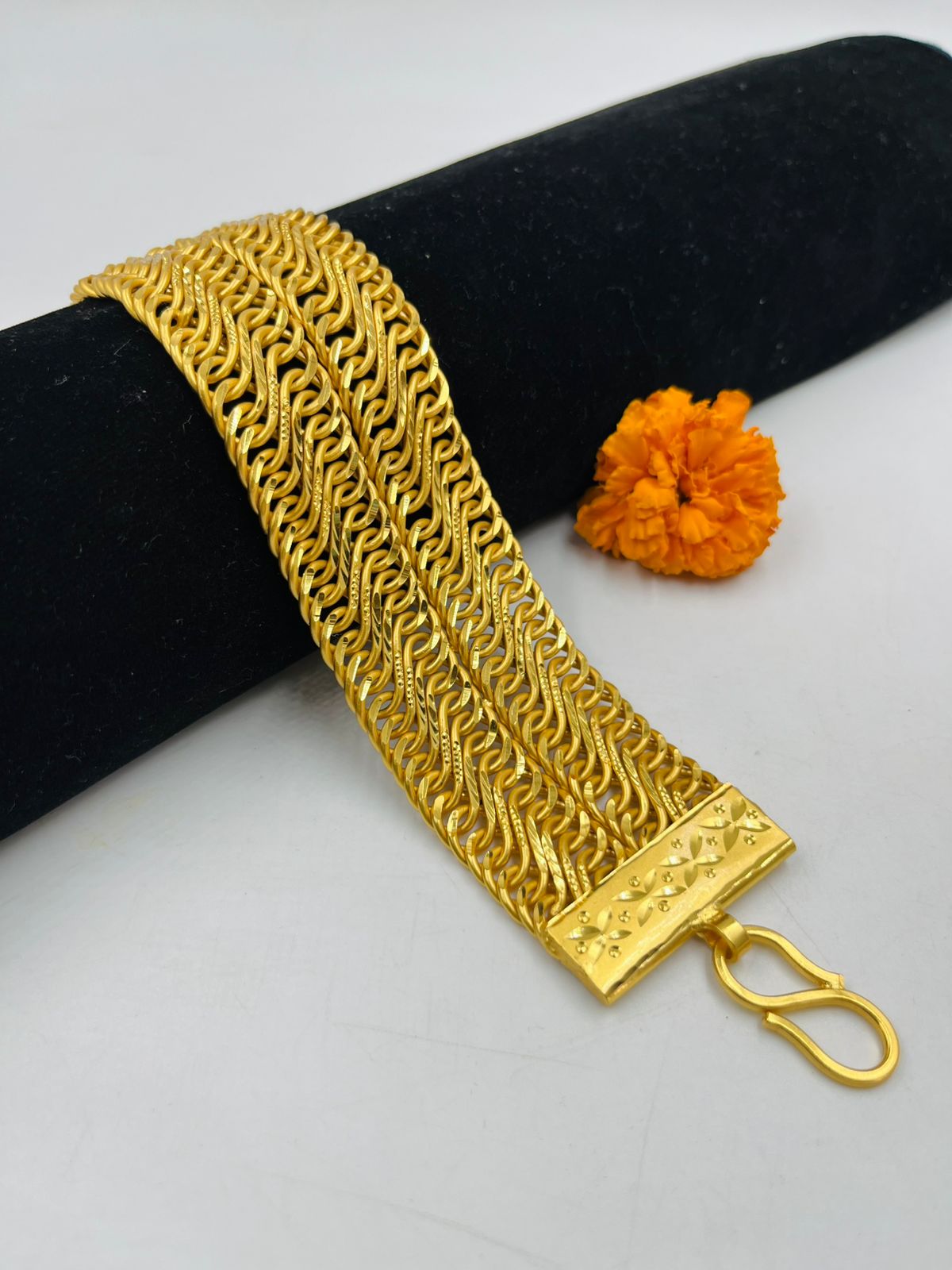 1 GRAM GOLD 2 LINE AATHDA BRACELET FOR MEN DESIGN A-462