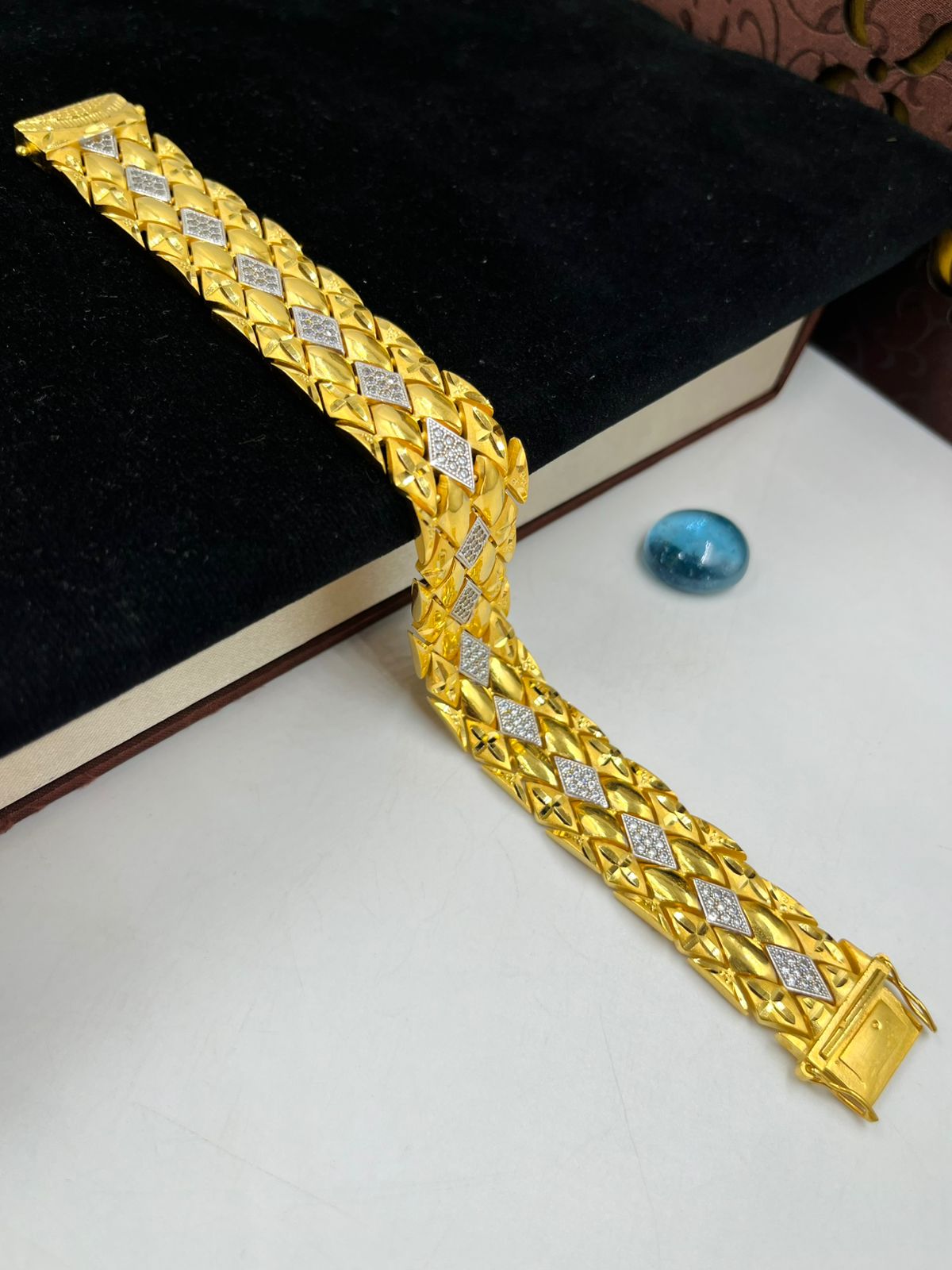 1 GRAM GOLD DIAMOND BRACELET FOR MEN DESIGN A-475