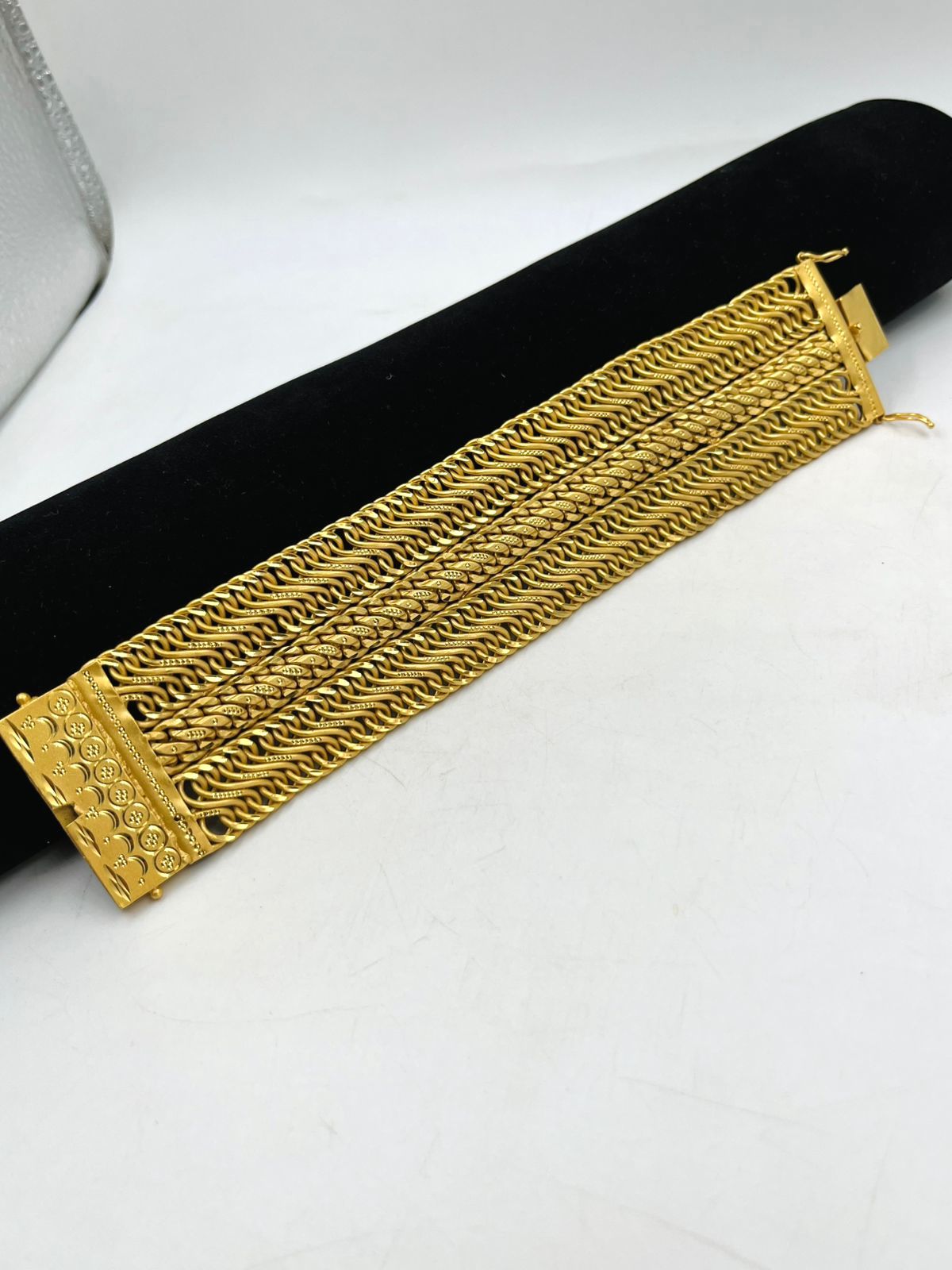 1 GRAM GOLD PLATED 3 LINE HEAVY AATHDA BRACELET FOR MEN DESIGN A-483