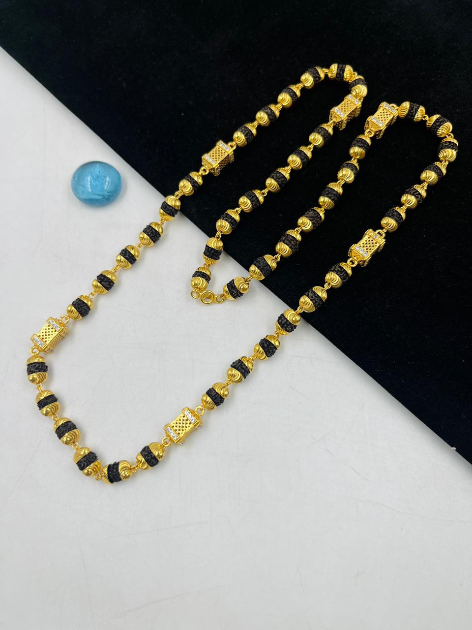 1 GRAM GOLD DIAMOND RUDRAKSHA MALA FOR MEN DESIGN A-109
