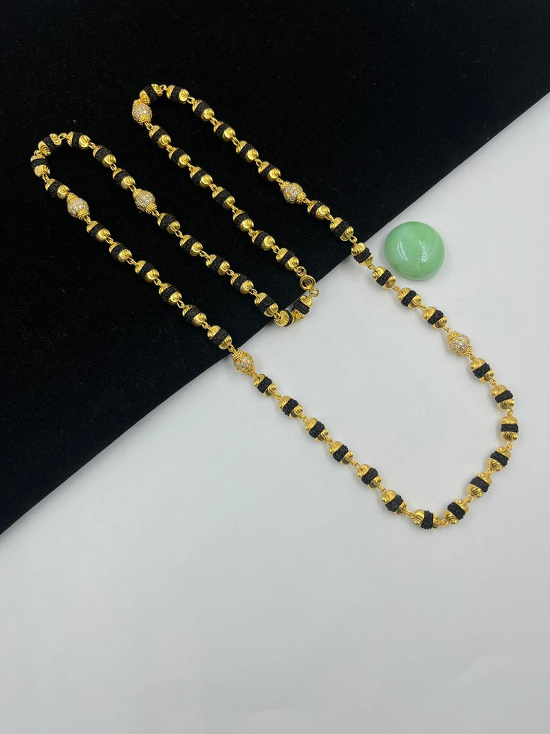 1 GRAM GOLD BLACK RUDRAKSHA MALA FOR MEN DESIGN A-45